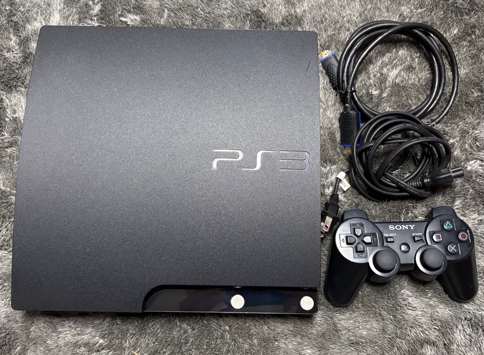 PLAYSTATION 3 SLIM CONSOLE 120GB - CONTROLLER & CABLES- TESTED & WORKING