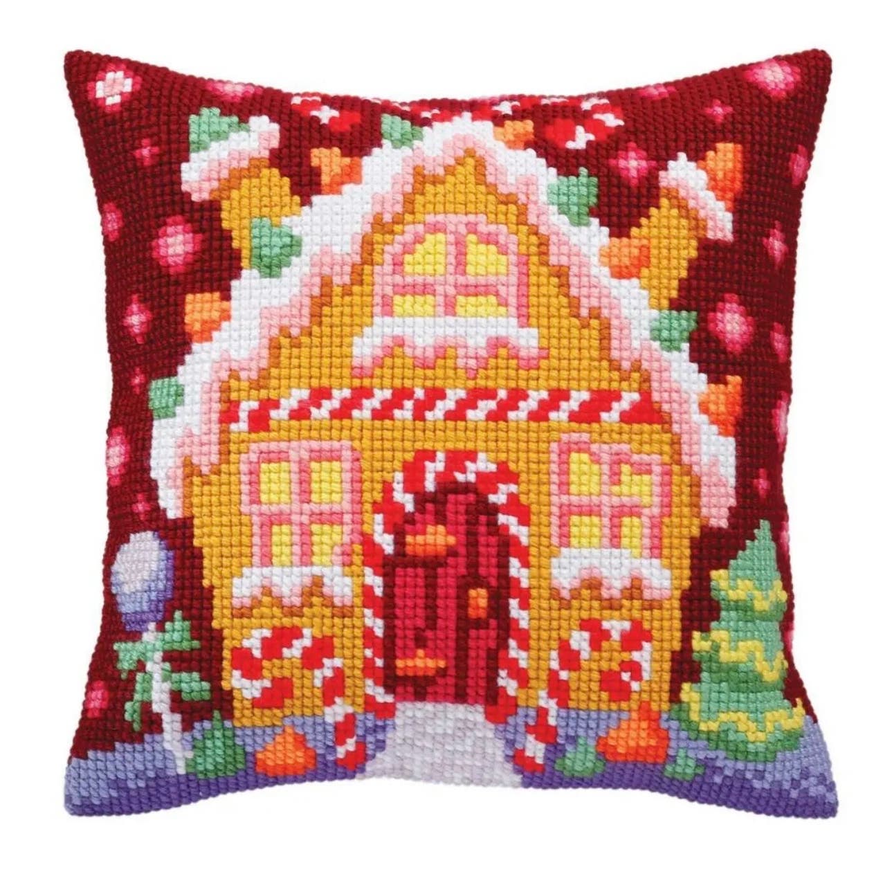DIY Collection D'Art Gingerbread Lodge Chunky Needlepoint 16 Pillow Top Kit