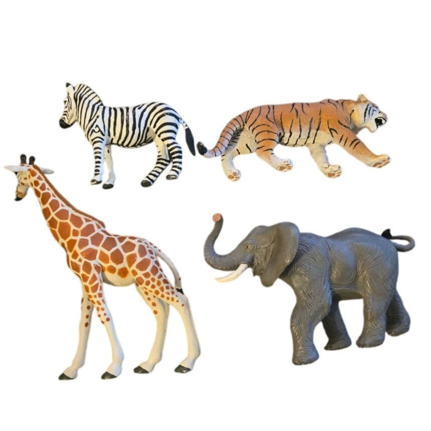 Safari Ltd Giraffe, Elephant, Tiger, and Zebra Lot EUC Rare