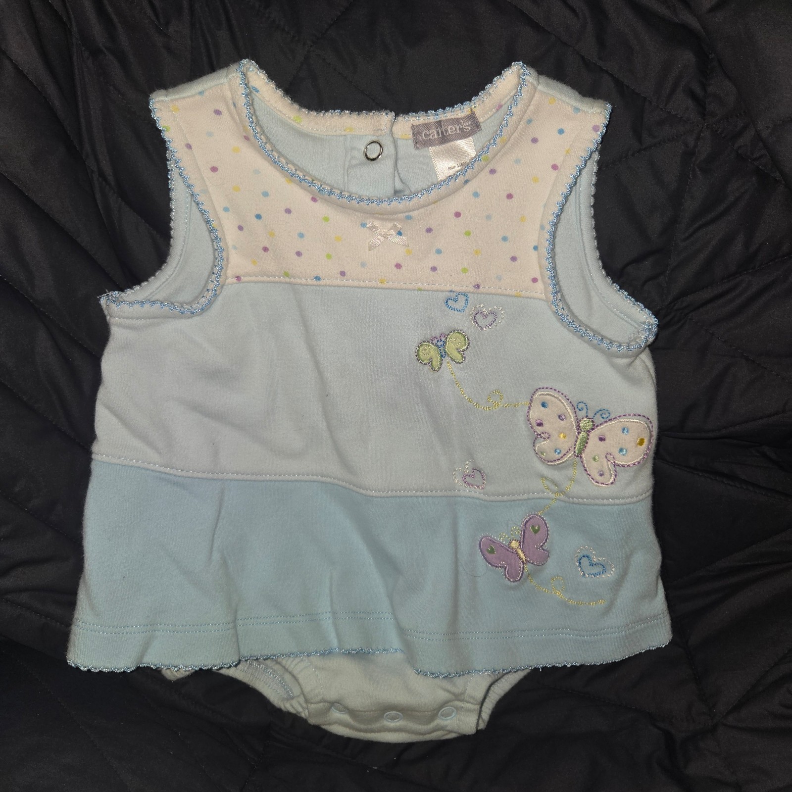 Vintage Carters - Baby Girls Blue One Piece Butterfly 0-3 Months