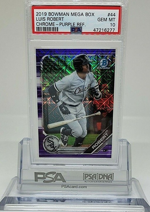 2019 BOWMAN MEGA BOX LUIS ROBERT SP RC PSA 10 GEM MINT PURPLE REFRACTOR #/250