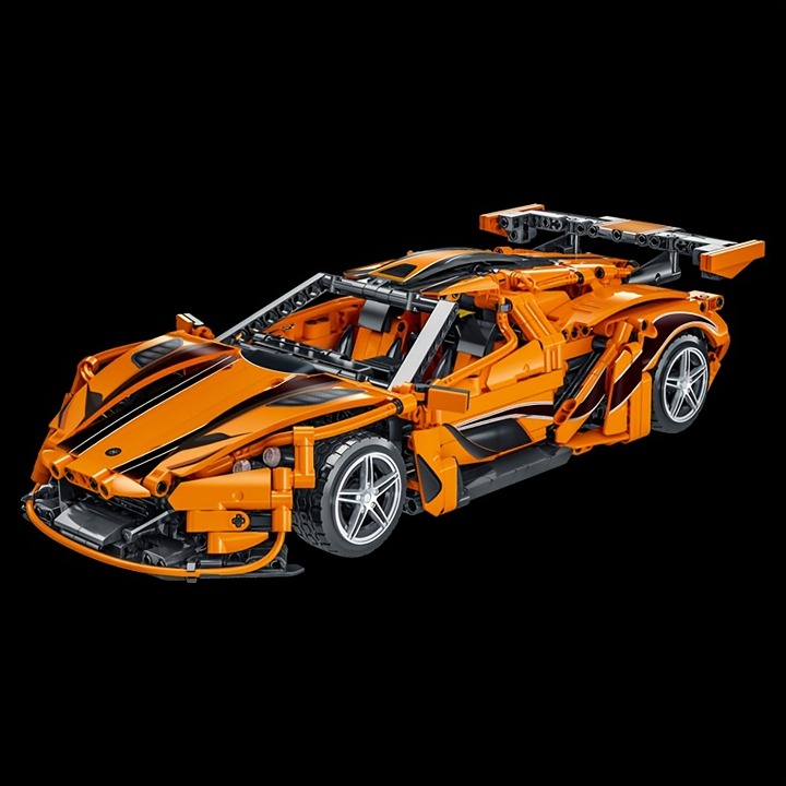 High-Speed Orange Supercar Building Blocks - Car Toy