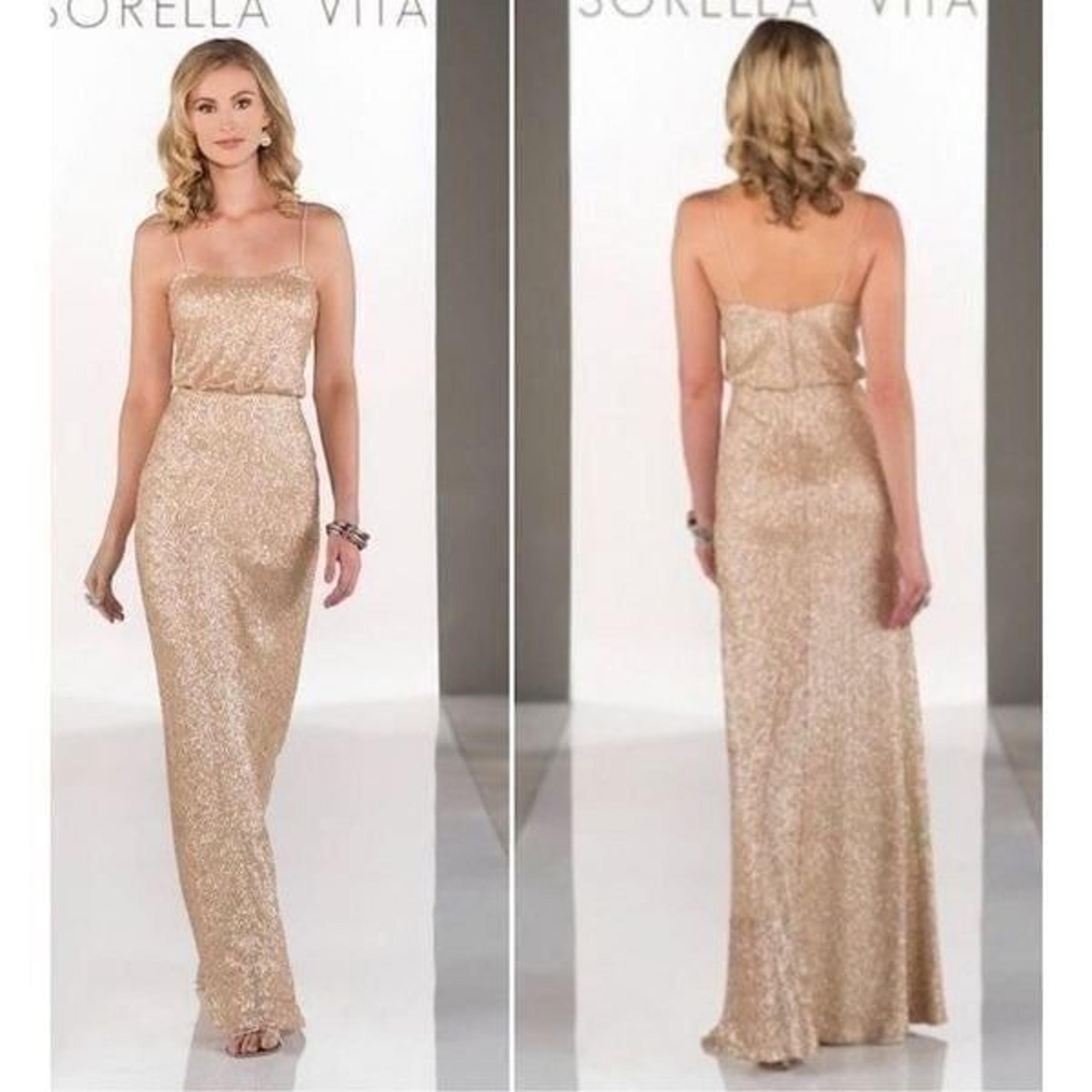 Sorella Vita Dress Gold Sequin Maxi Spaghetti Strap Bridesmaid Party Dress size
