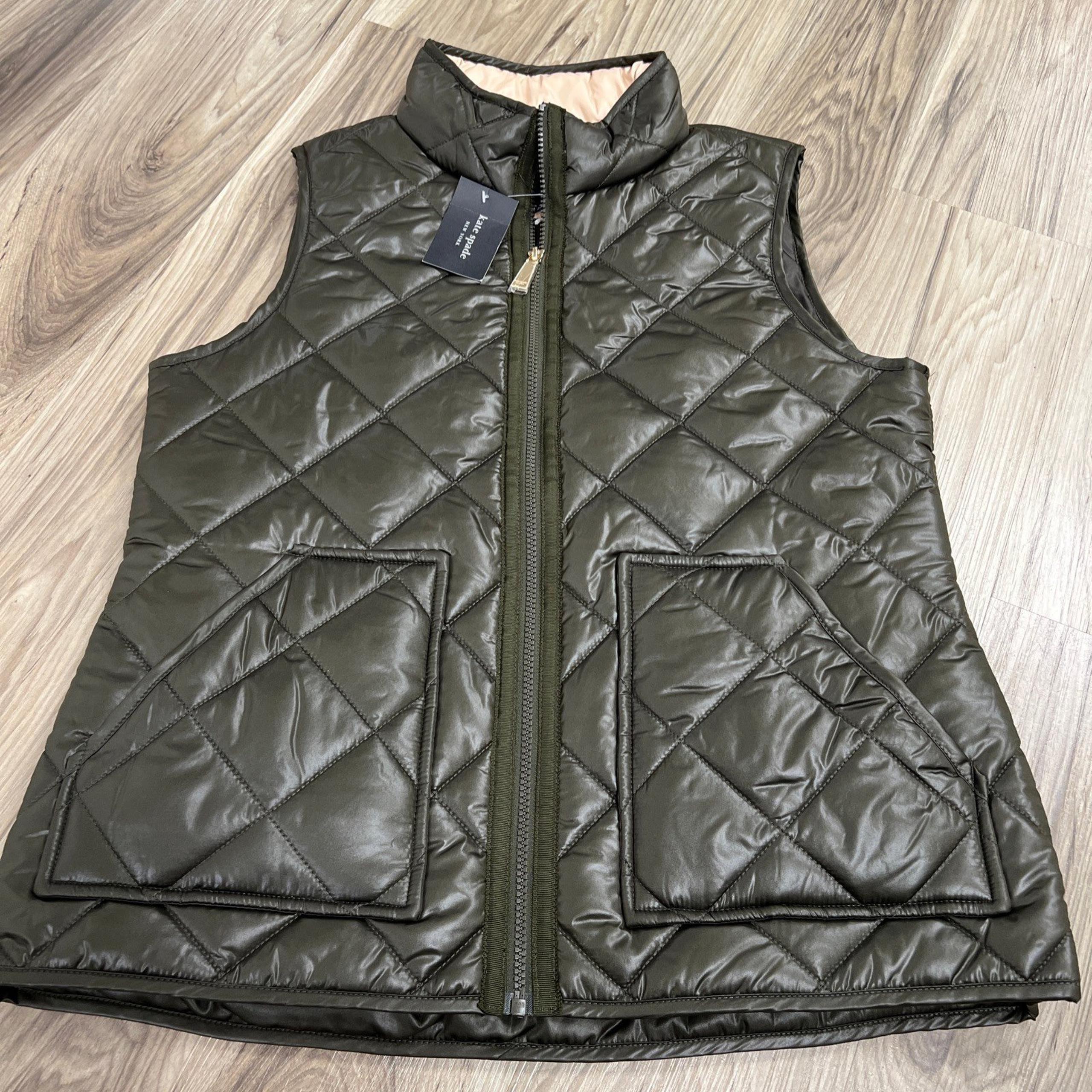 Kate Spade Quilted Puffer Vest New Dark Olive Green Women’s Medium NWT $208