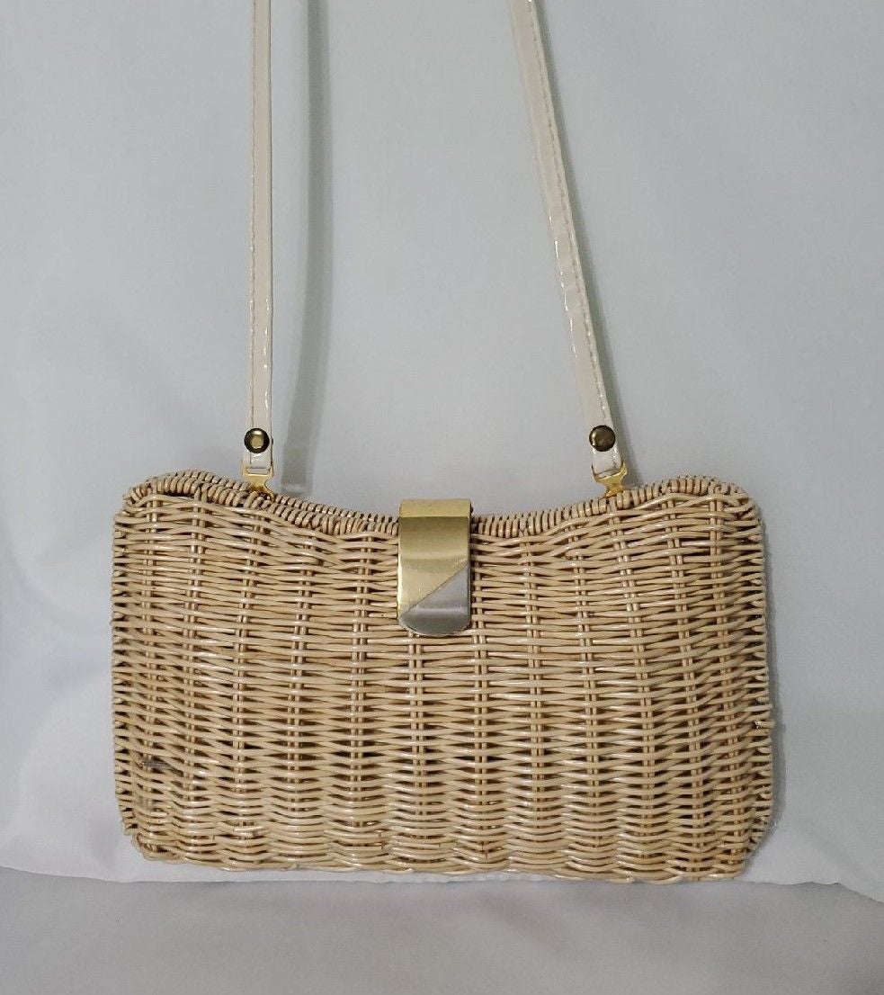 Vtg 50s/60s Wicker Over the Shoulder Clutch