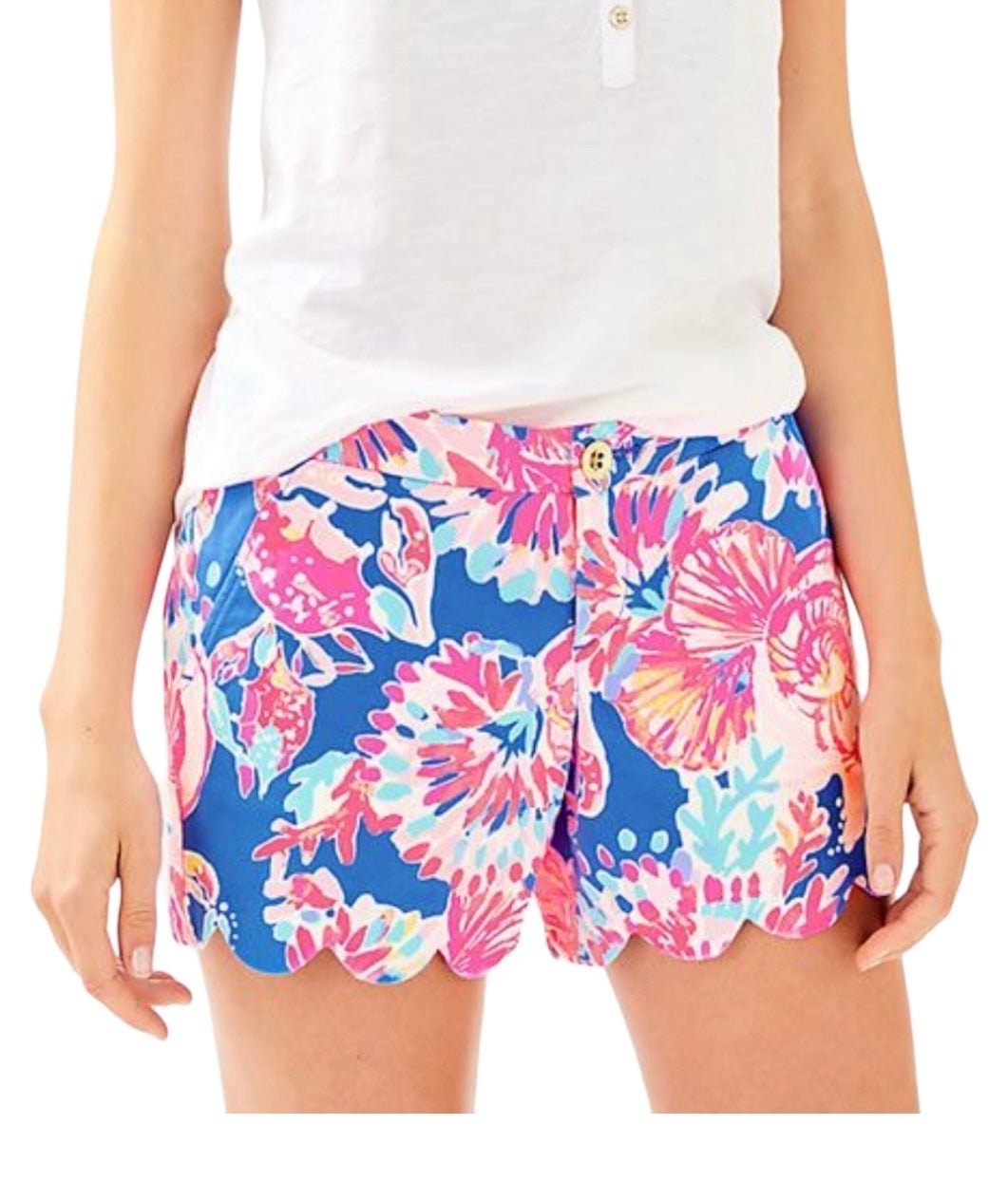 Lilly Pulitzer The Buttercup Stretch Short Scalloped Hem Size 00 Bay Dreamin