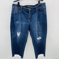 Lane Bryant Womens Size 18 Mid Rise Girlfriend Crop Jeans with Crochet Trim 69