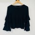 alice + olivia Womens Ruffled Tiered Long Sleeve Pullover Sweater Black XS