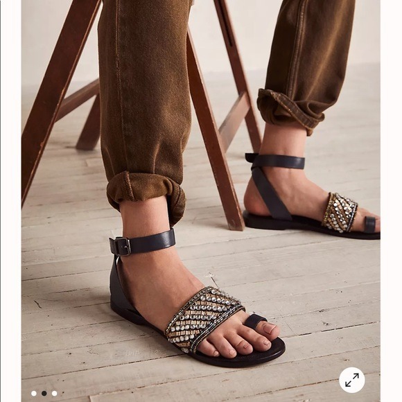 Free People Sun Peaks Embellished Sandals in Black
