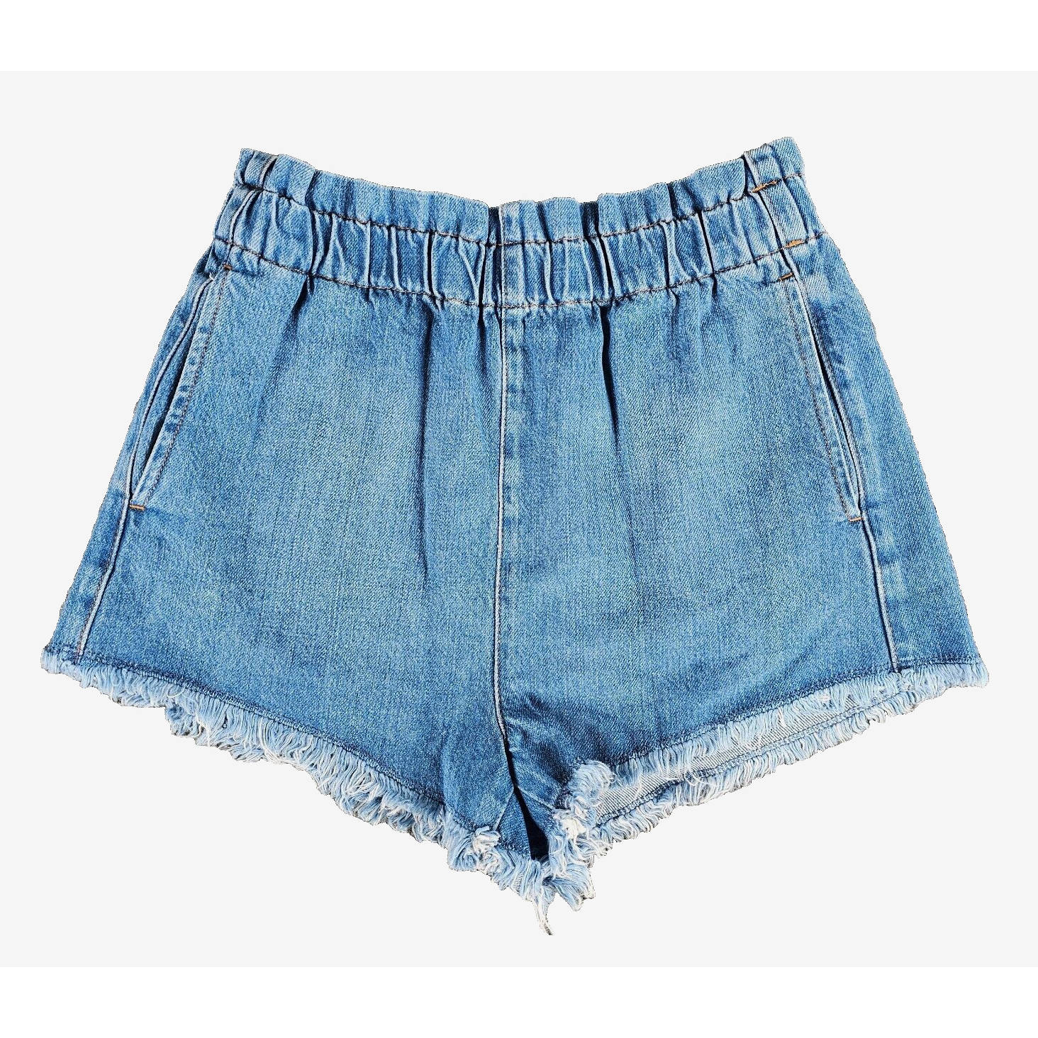 NWT BDG Urban Outfitters Women's M Blue Denim Ruched Waist Pull On Short Jeans