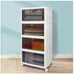 4 Tier Stackable Plastic Storage Bins with Lid and Wheels - 23 QT Closet