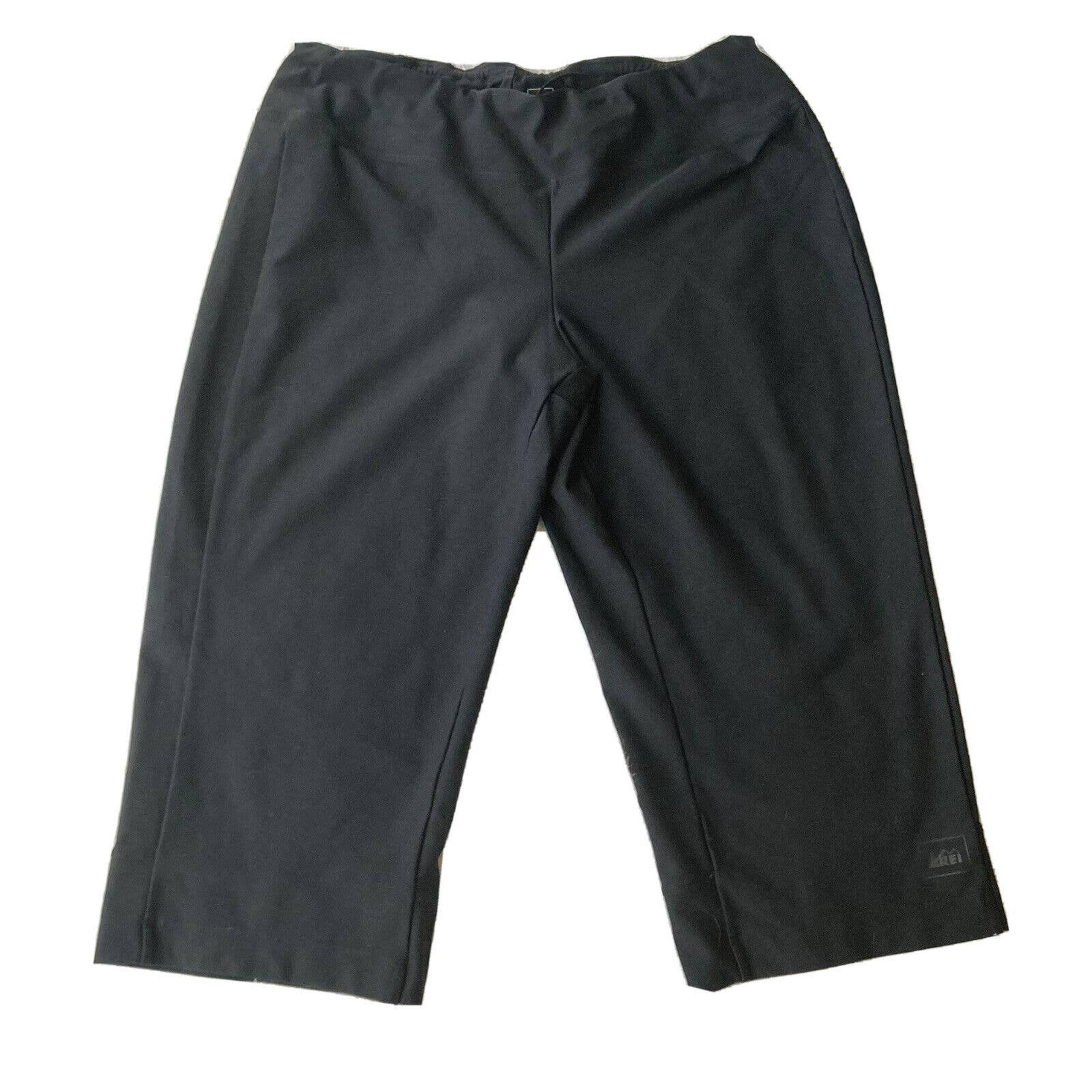 REI Womens Athletic Capri Flare Black Leggings Sz Large Black Workout Outdoors