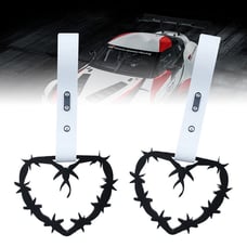 NEW 2PCS BARBED WIRE BLACK JDM TSURIKAWA RING White Handle Strap Drift Charm