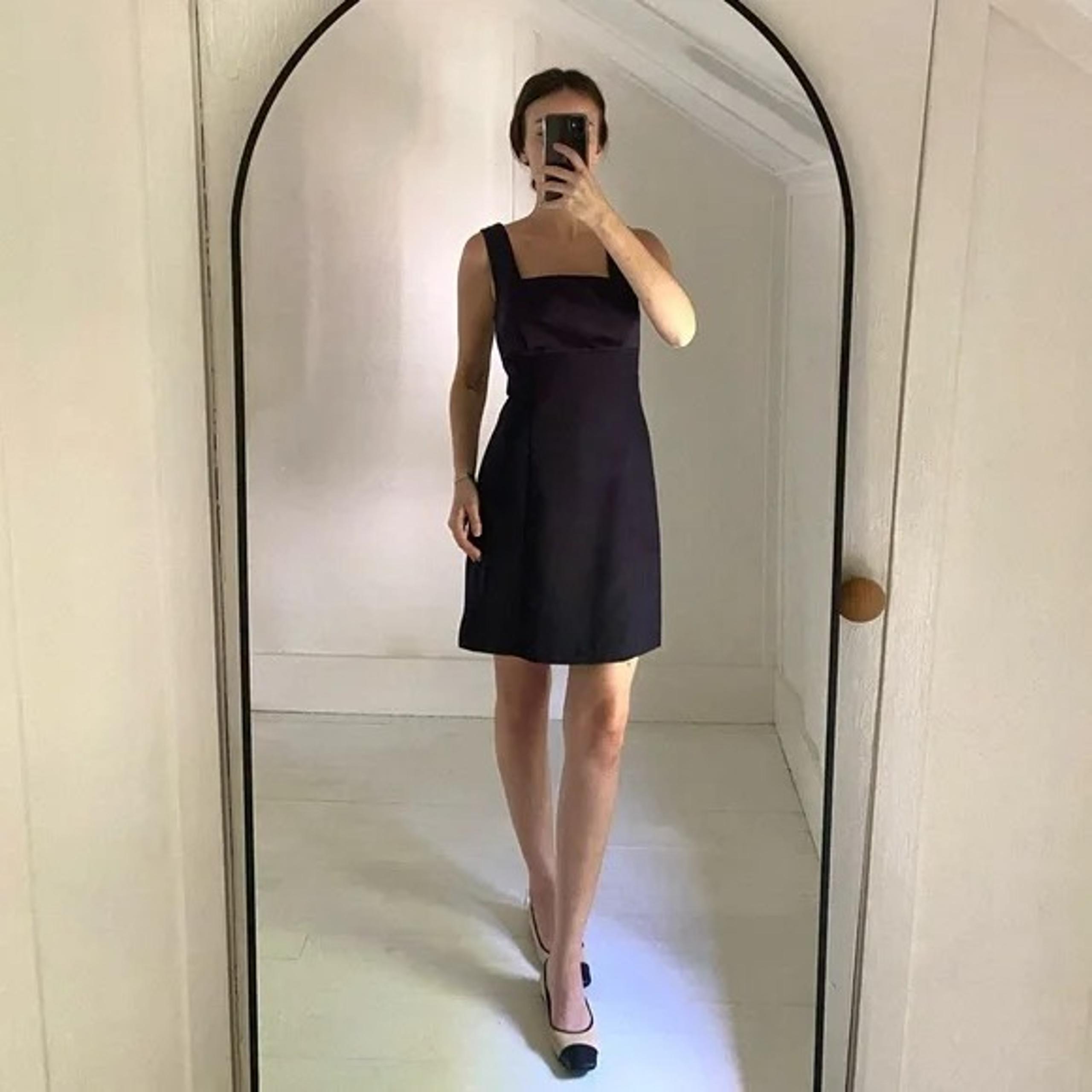 Alyn Paige Vintage 90s Satin Mini Sheath Dress Size 7/8 Navy