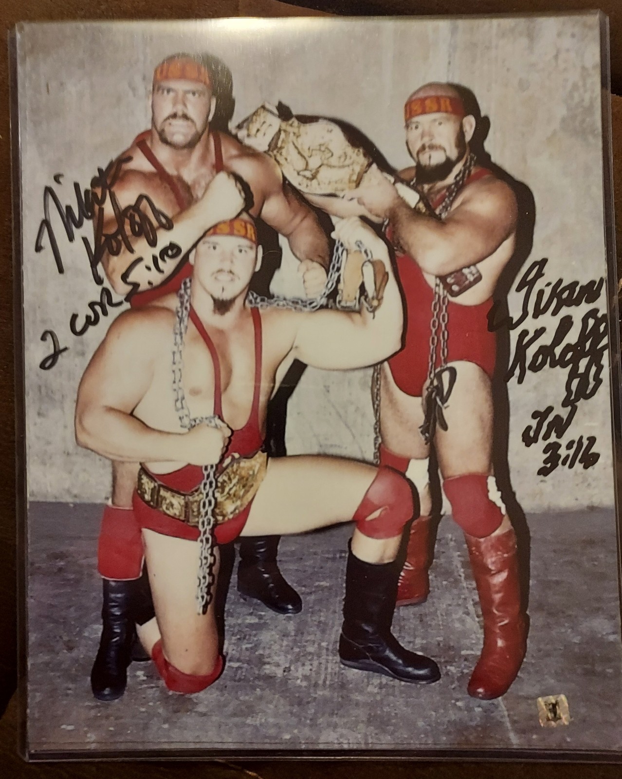 Ivan & Nikita Koloff dual signed 8x10 photo w/COA autograph