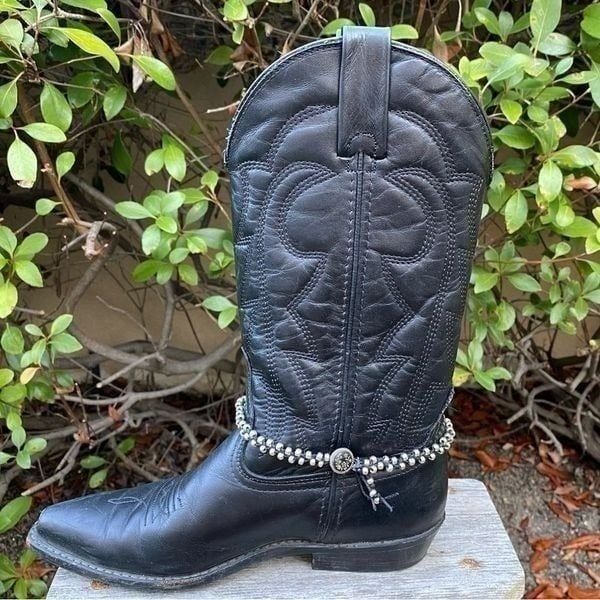 New Hand Made Western Black & Silver Circle Boot Charm or Double Wrap Bracelet