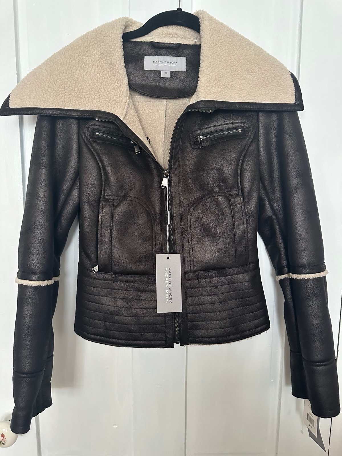 Vintage Mark New York Andrew Marc Women Bomber Jacket Sherpa Lined Size XS NWT