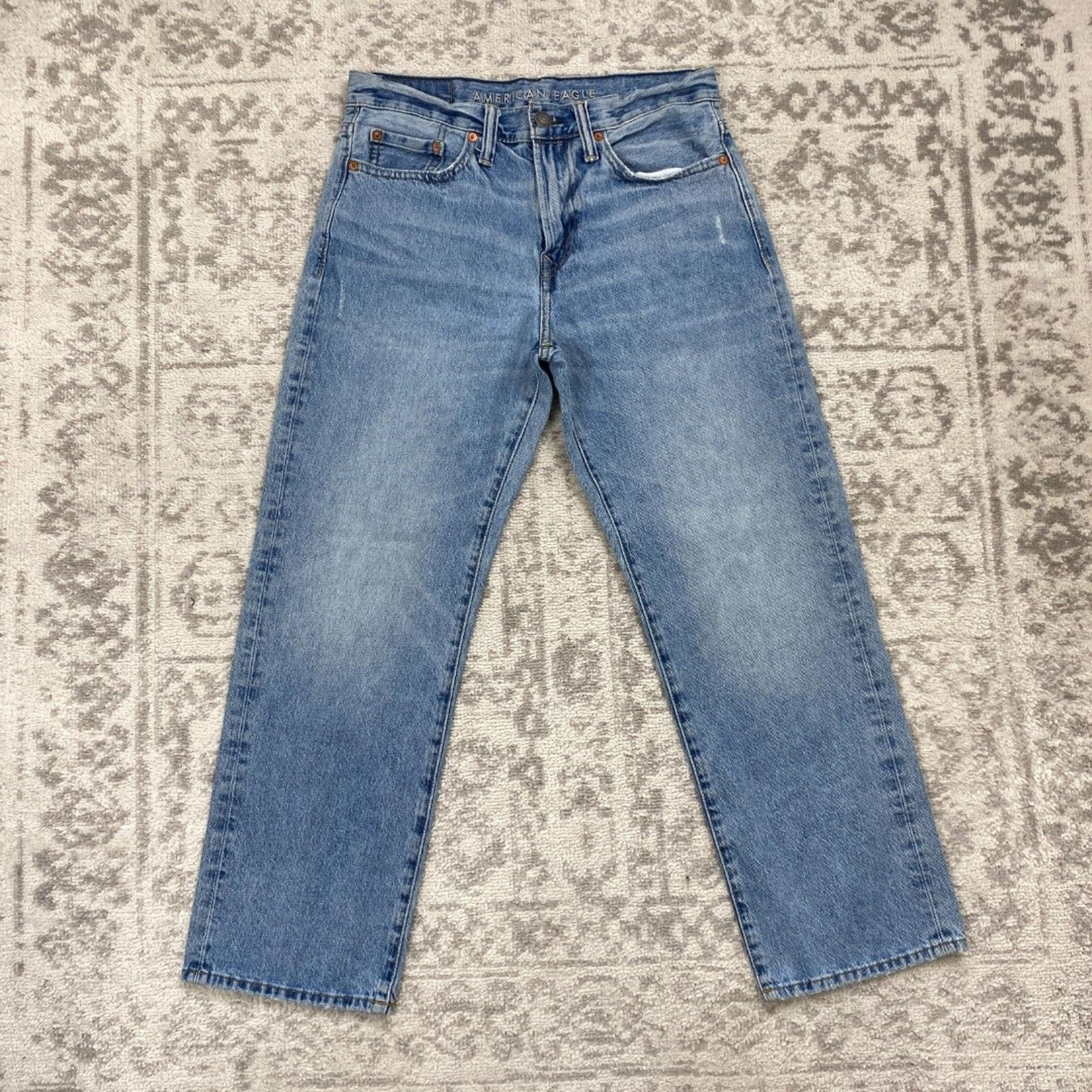 Jeans Mens Relaxed Blue Denim Mid Rise Light Was Size 28x28 - American Eagle