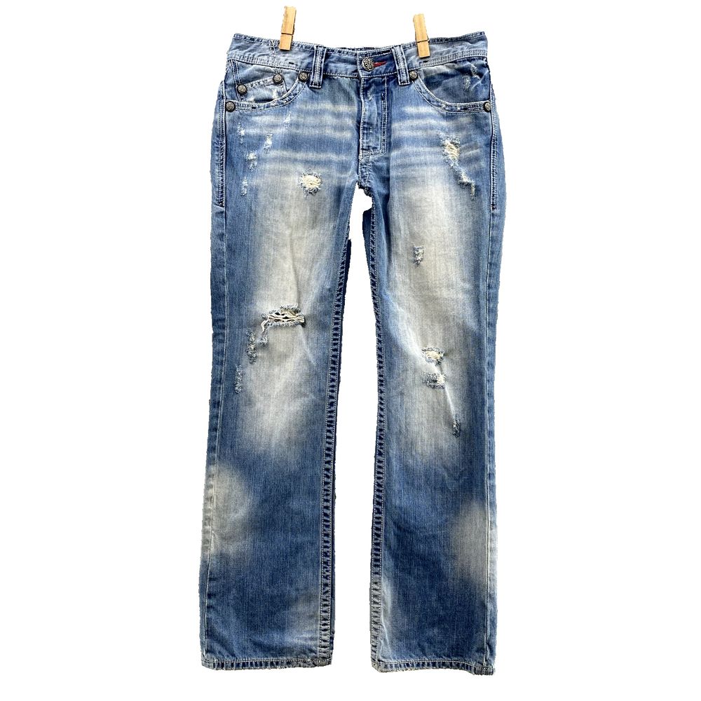 Affliction Cooper Jeans Men 34x32* Relaxed Boot Studded Cross Western Y2K Rocker