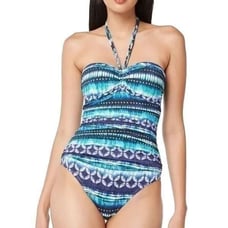 Bleu Rod Beattie Womens One Piece Swimsuit Multicolor Tribal Print Beads 10 New