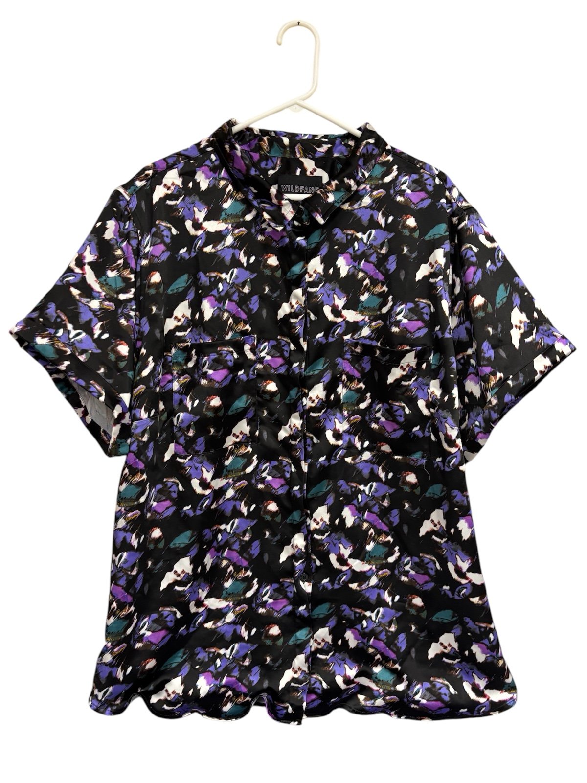 Wildfang Empower Satin short sleeves shirt button up abstract unisex 3X