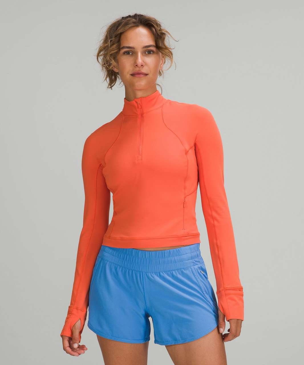 Lululemon Its Rulu Run Cropped Half-Zip Warm Coral