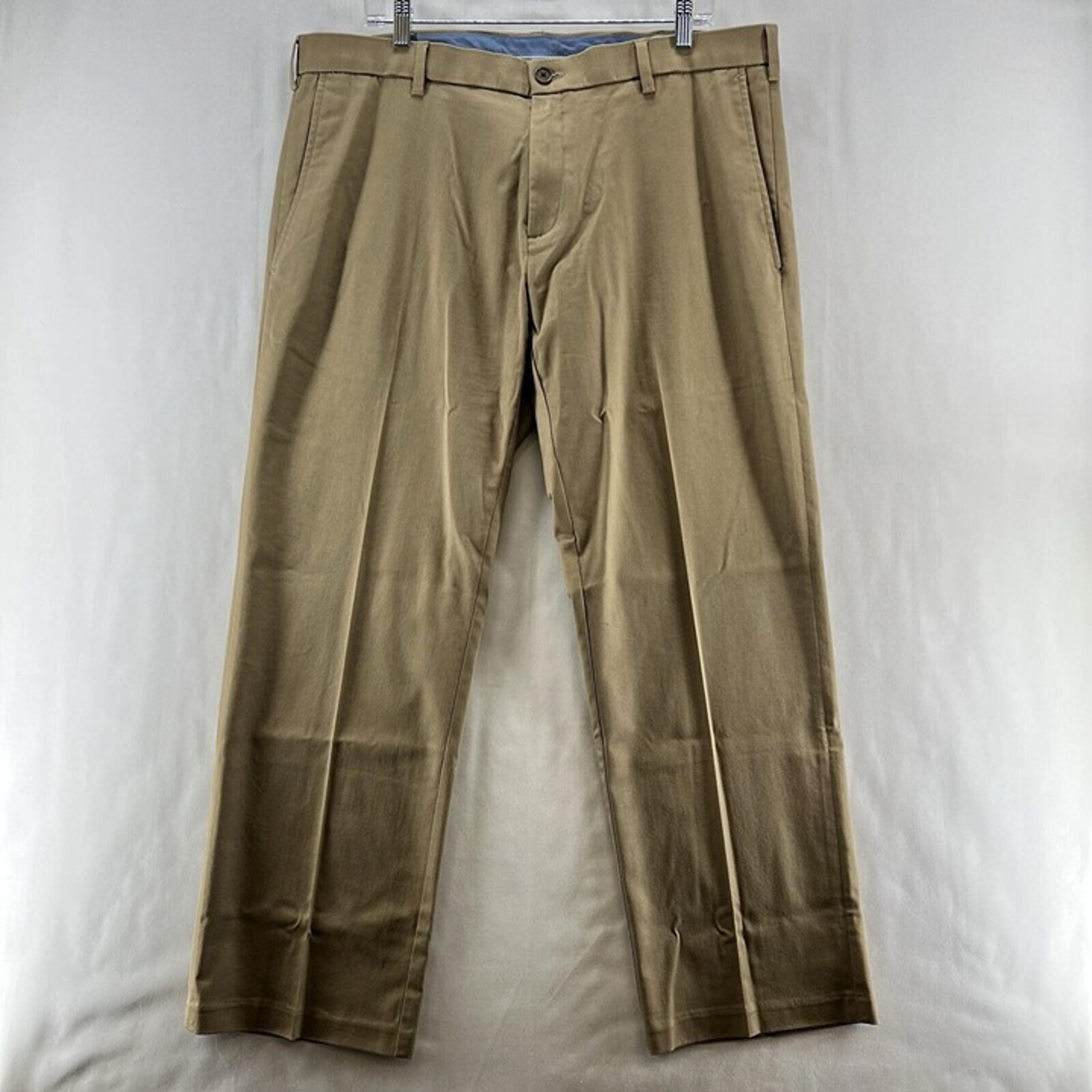 Haggar Pants Mens Sz 38x30 Chino Straight Fit Flat Front Twill Cotton Tan Brown