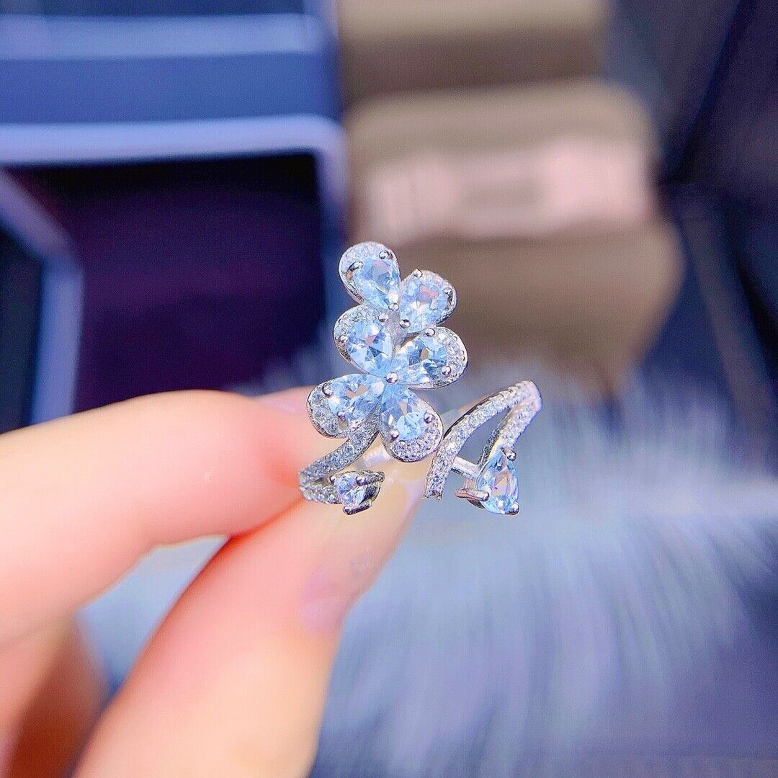 Aquamarine Ring, Natural Aquamarine Ring, Aquamarine Ring Sterling Silver