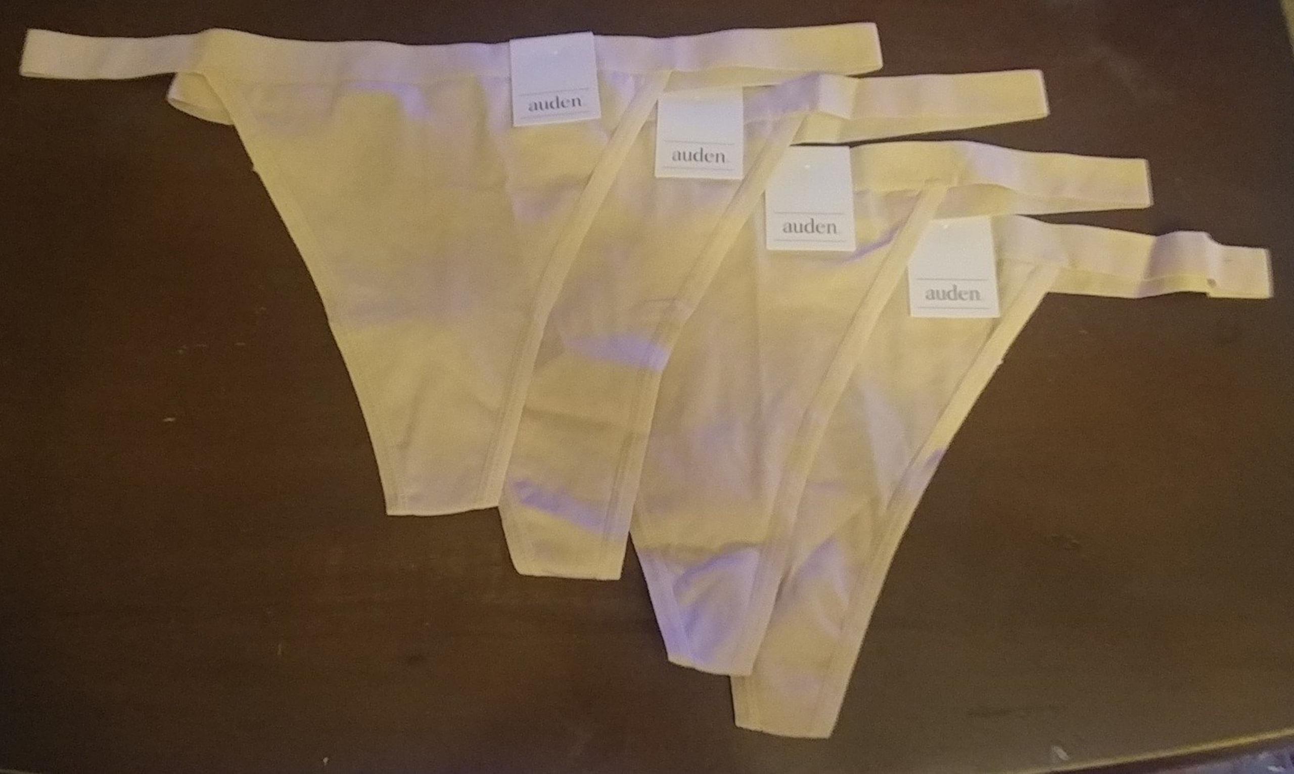 (4) Auden Women's Thongs Size Large (12-14) New with Tags Beige (B)