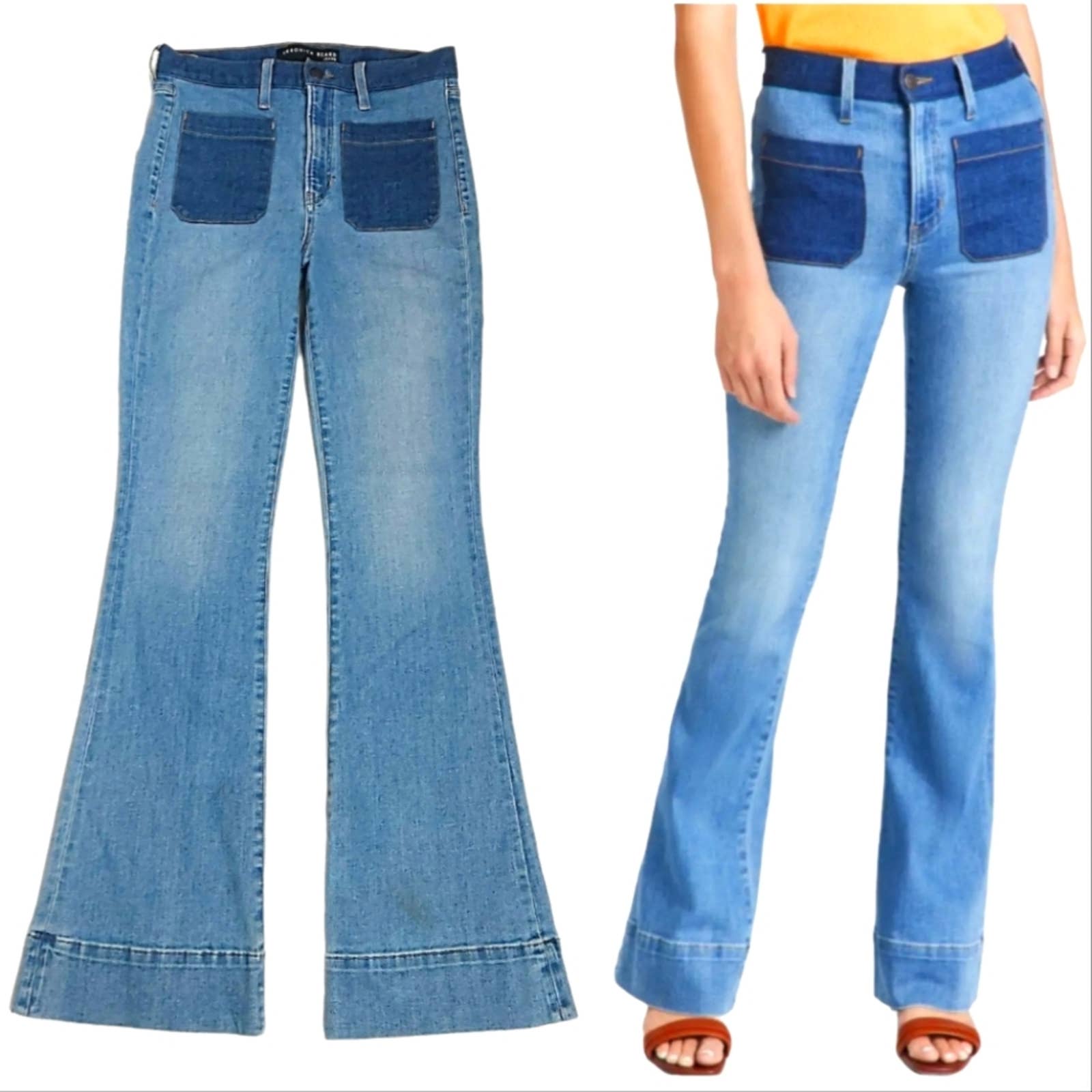 Veronica Beard Jean Florence Flare Colorblock Jean Sive 29