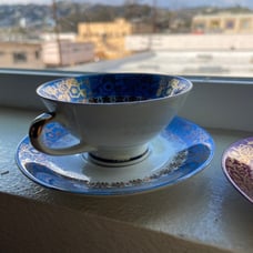 2 Golden Crown Demitasse cups & saucers