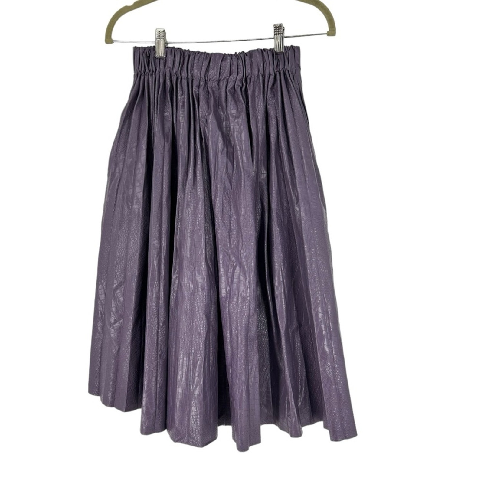 Buru Faux Croc Pleated midi skirt in lilac NWT Sz S/M