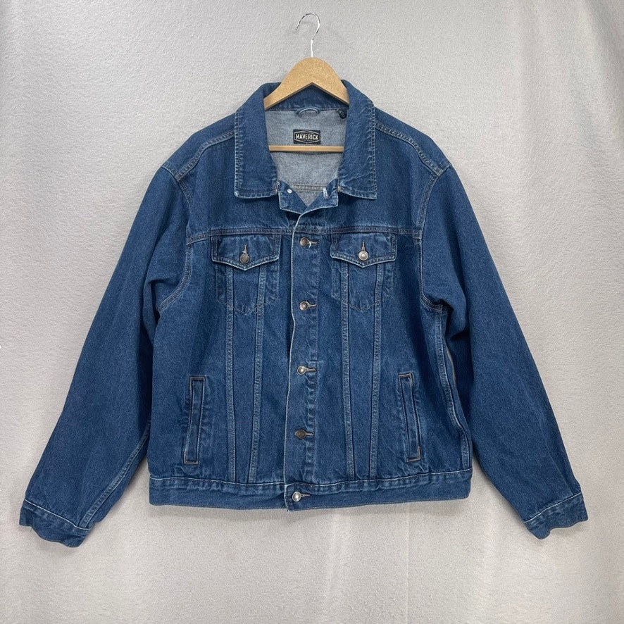 Maverick Denim Trucker Jacket Mens 2XL Blue Button Up Jean Coat Ranch Western