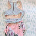 Albion Island Fever One Piece Swimsuit XL Pink Blue Floral Striped Monokini