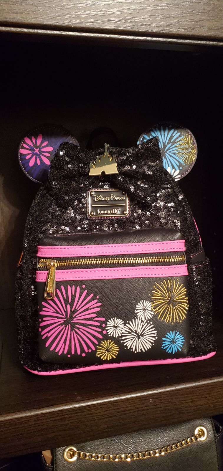 Loungefly fireworks sequins mmma mini backpack