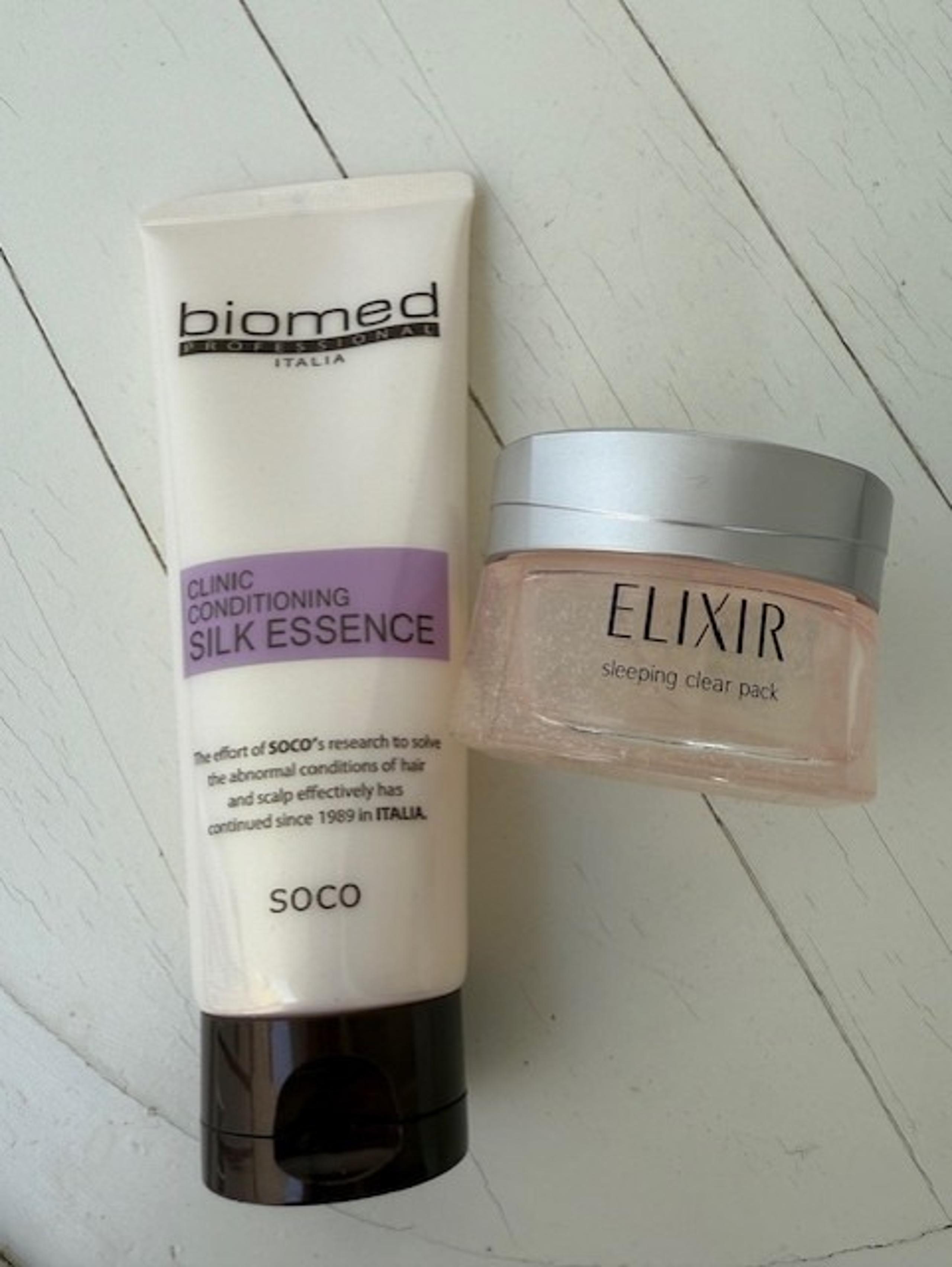SHISEIDO ELIXIR BUNDLE Sleeping Clear Pack AND BIOMED HAIR CONDITIONING