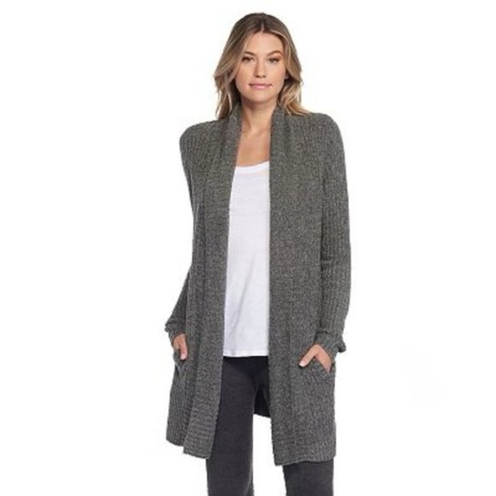 Barefoot Dreams CozyChic Lite Long Weekend Cardigan M Grey
