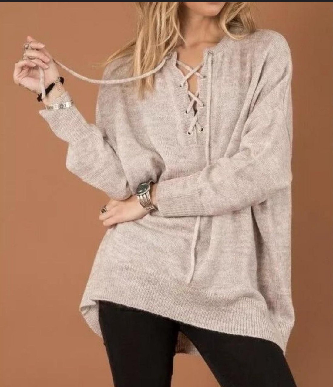 Anthropologie Women's white crow front lace wool blend sweater sz S