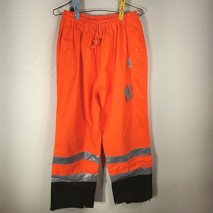 High-Visibility Reflective Work Pants Large 3M Scotchlite Orange/Black Safety