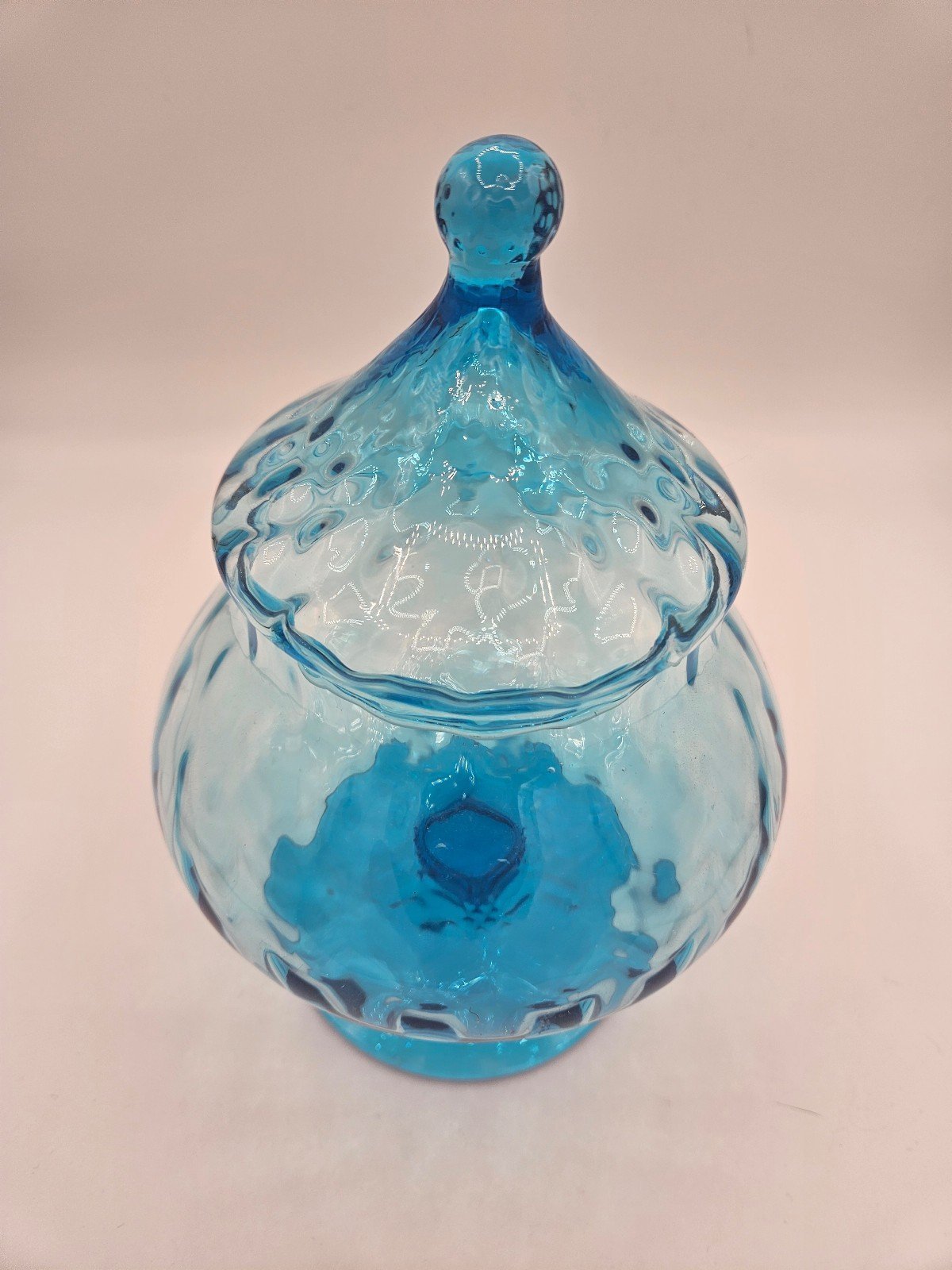 Blue Glass Candy Apothecary Jar with Circus Tent Lid