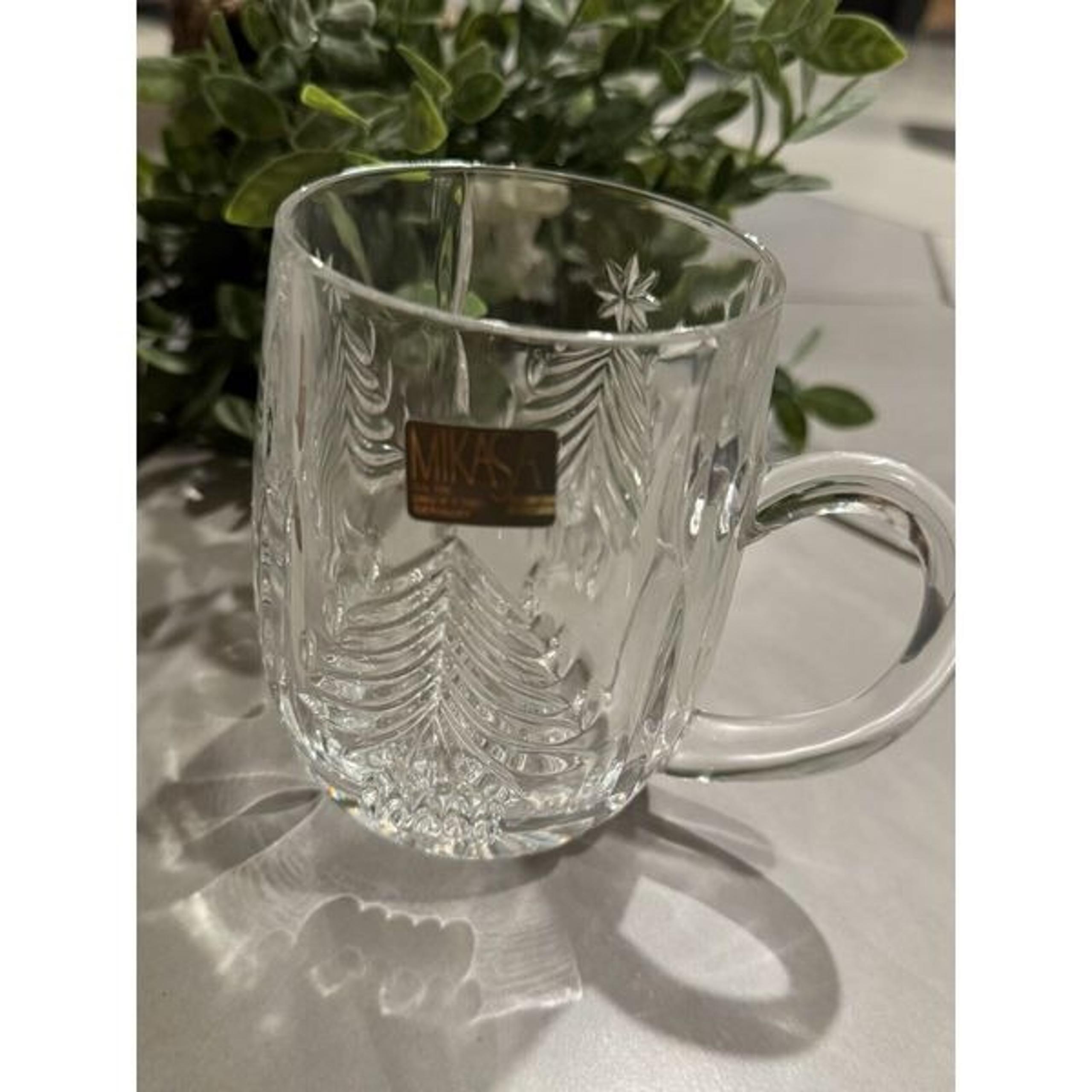 Mikasa Heavy Cut Crystal Christmas Tree Mug Cup Xmas Holiday 11 oz New Germany