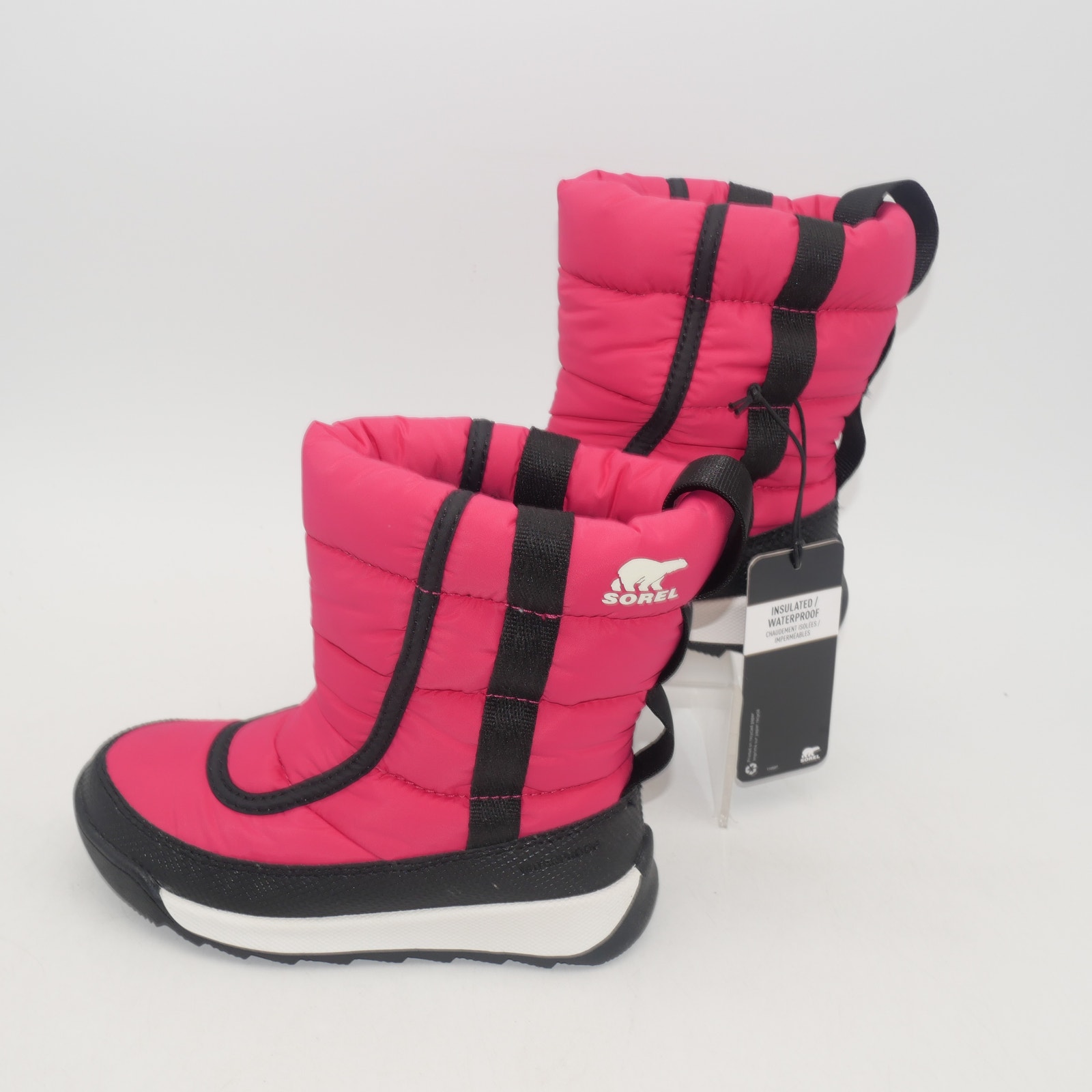 NEW Sorel Whitney II Puffy Waterproof Boots Youth Kids Size 7 Pink Black
