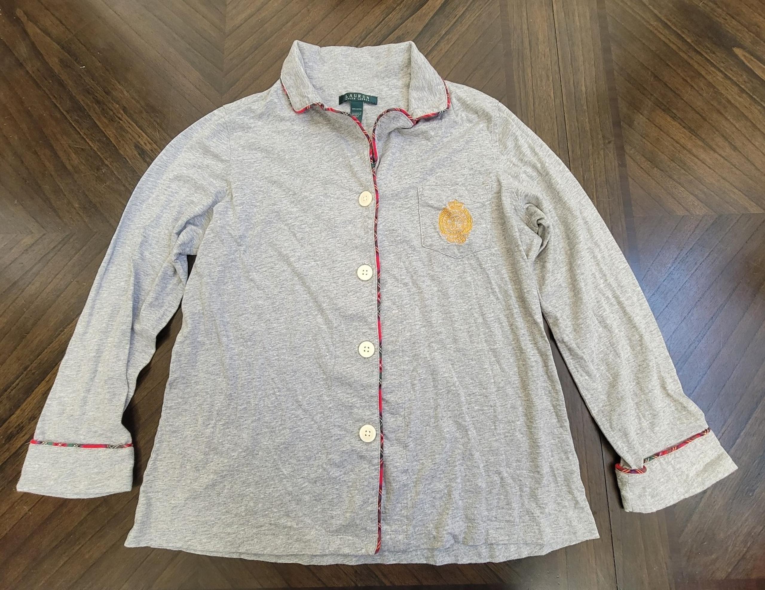 Ralph Lauren Women's Long Sleeve Button Shirt Sleepwear Pajama Top