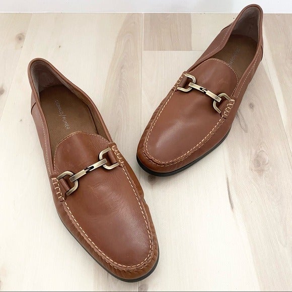 DONALD J. PLINER Men’s Niles Cognac Brown Leather Loafers Dress Shoes Size 12 M
