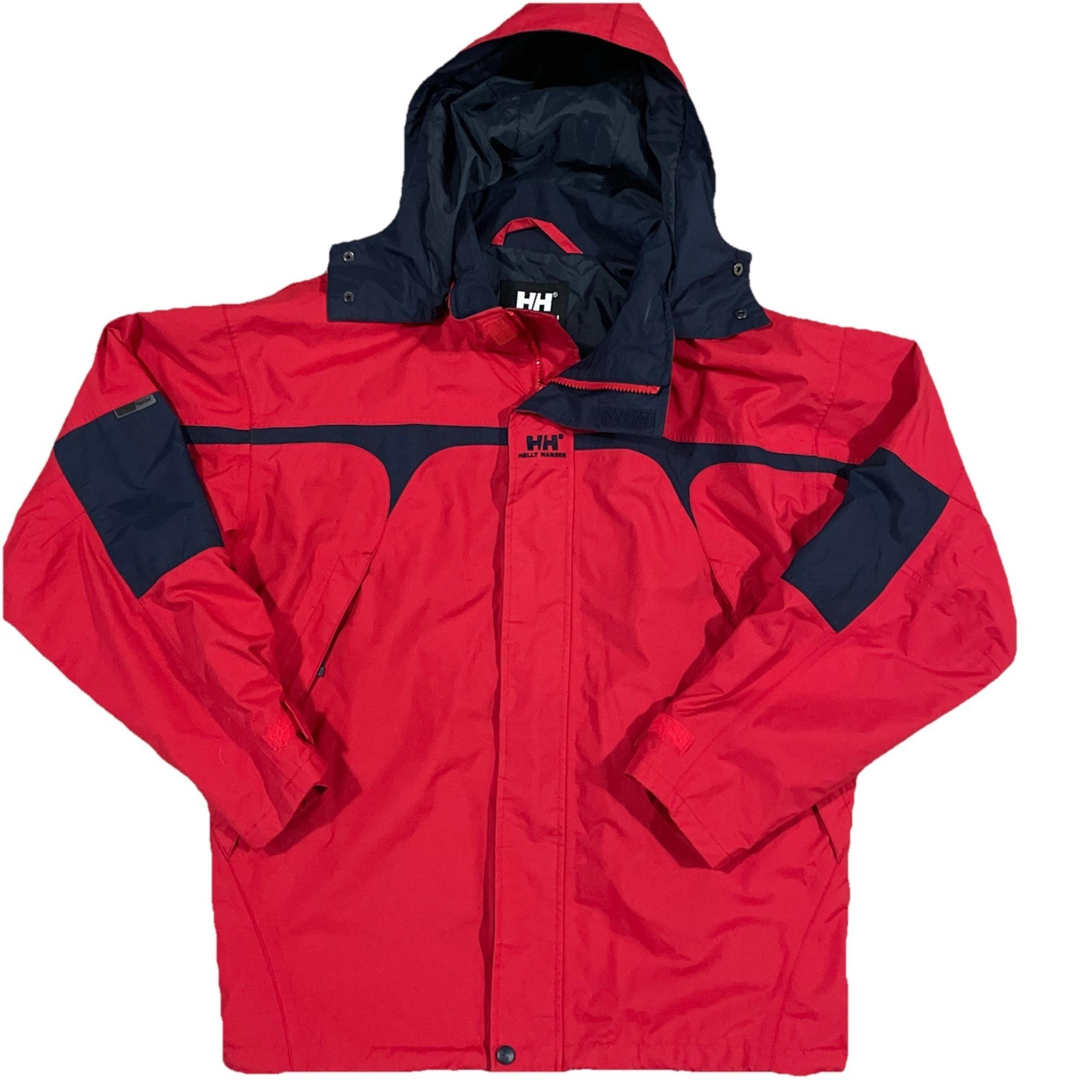 Helly Hansen Red Blue Performance Jacket Outdoor Hood Helly Tech Small Mens