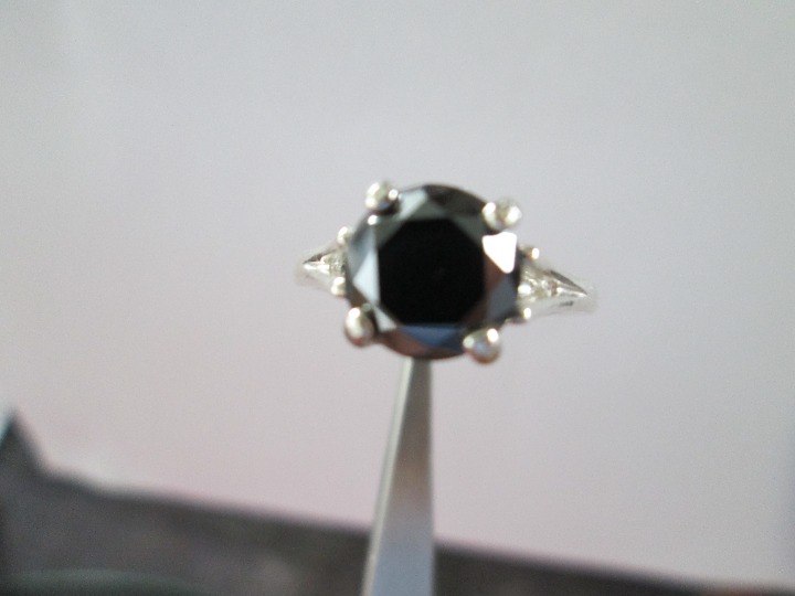 2.60ct 100% Real Black Diamond Engagement Ring,Solitaire,Cert,Tester, Many Sizes