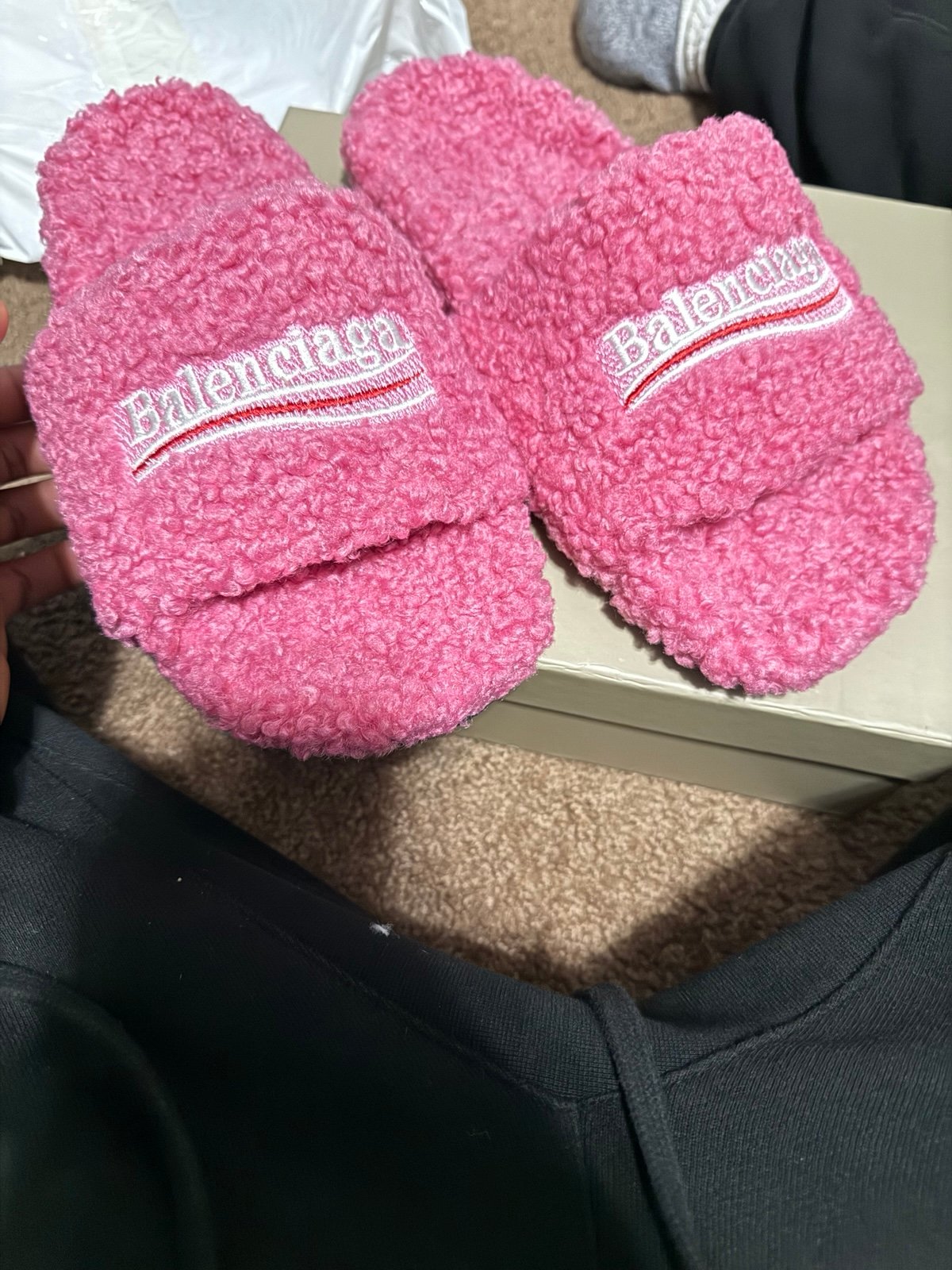 Balenciaga fur slides
