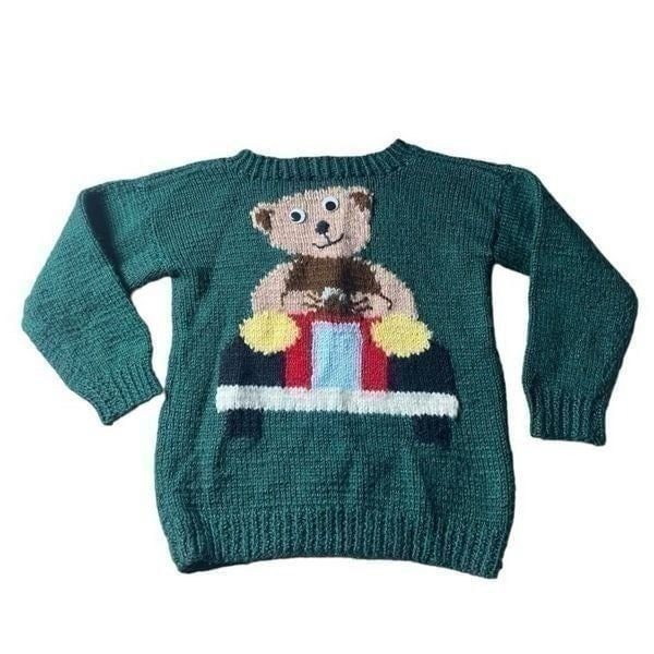 Handmade Vintage Teddybear and car sweater