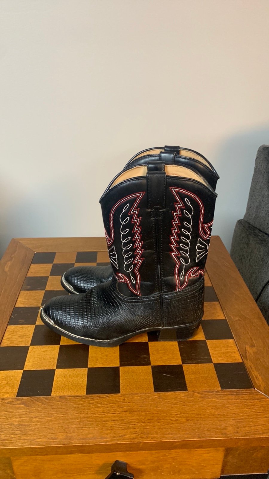 Durango Kids Lizard Print Cowboy Boots Embroidered Size 5D