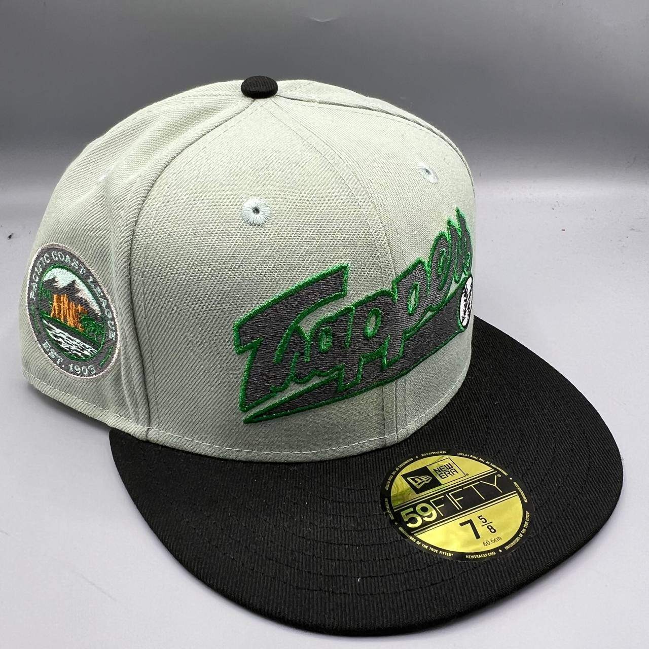 Edmonton Trappers Hat Men Green Gray 7 5/8 59Fifty New Era MiLB Fitted Cap